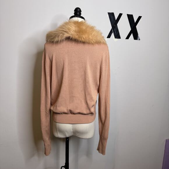 Vintage Y2K Rose Pink Faux Fur Crop Cardigan Sweater Indie Sleaze Fairy 2000s M - Picture 4 of 9